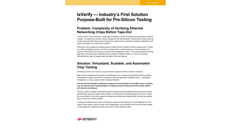IxVerify — Industry’s Only Solution Purpose-Built for Pre-Silicon Testing